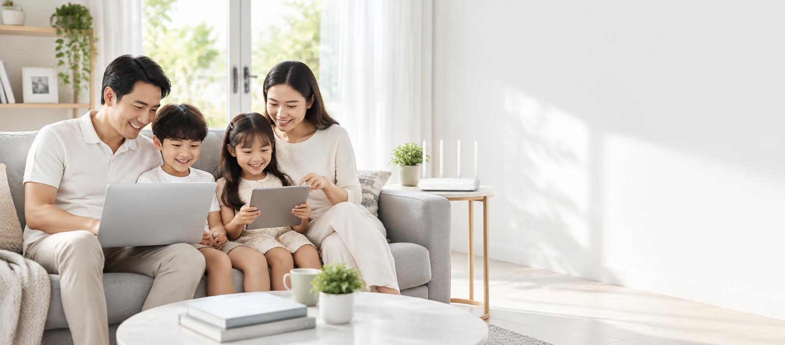 Gia đình dùng mạng Viettel tốc độ cao tại nhà